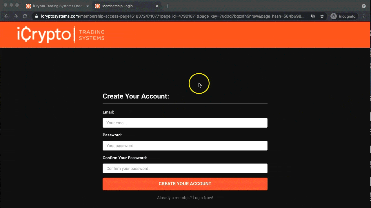 Account registration gif